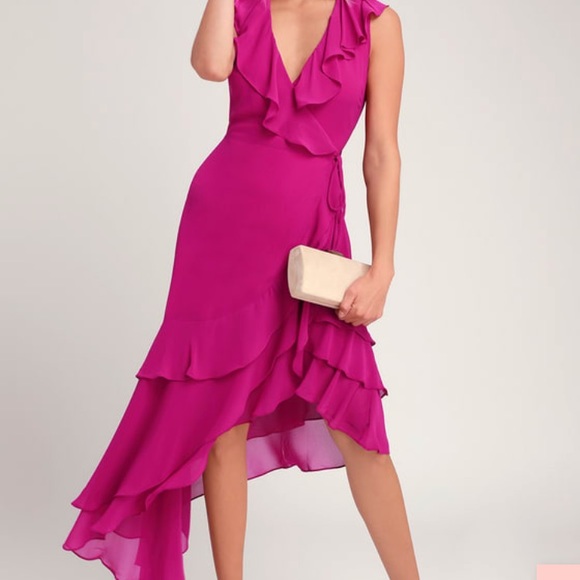 magenta wrap dress